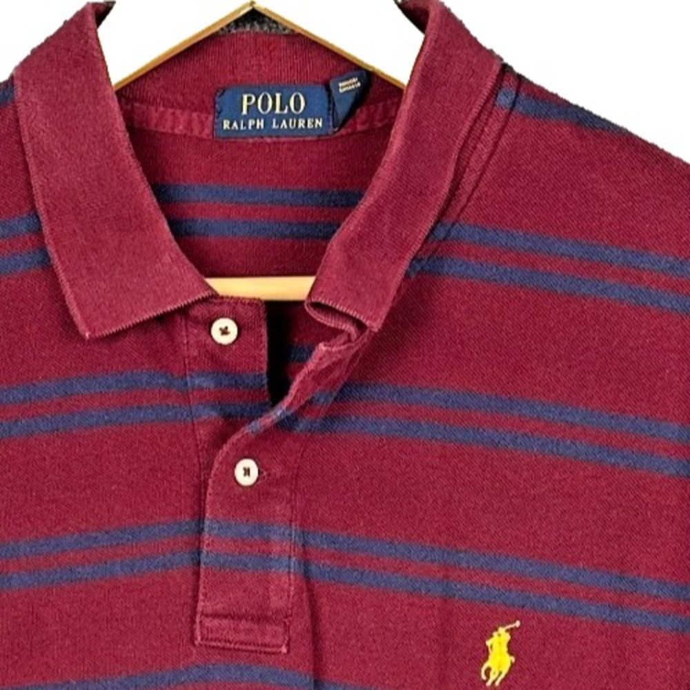 Polo Ralph Lauren Shirt Mens XXL Red Striped Short Sleeve Mesh Knit Pony Logo